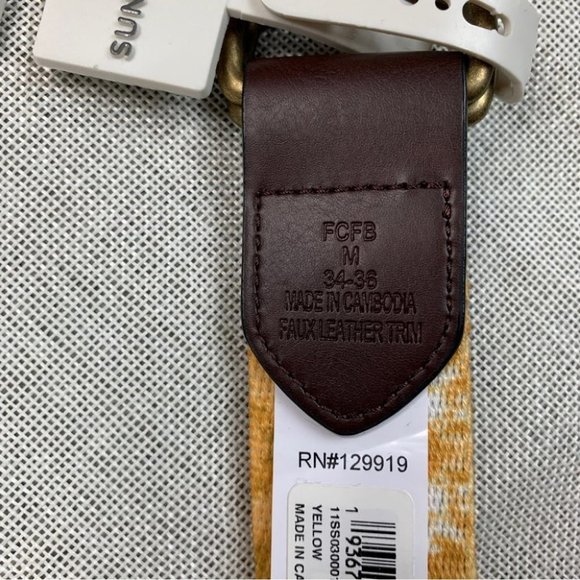 Sun + Stone Mens Geo D-Ring Web Belt with Faux-Leather Trim Size M - Picture 9 of 9